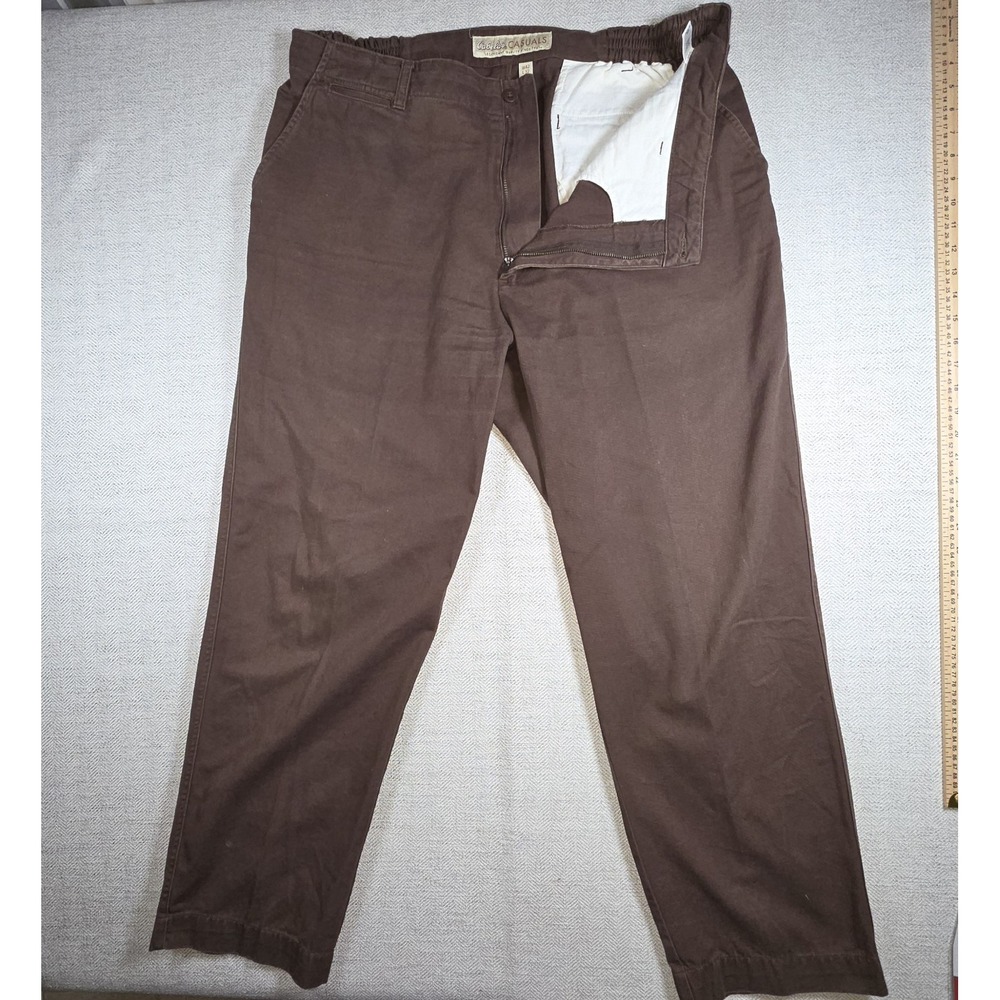 Cabela's Casuals Mens 42x32 Brown Canvas Work Pants Side Elastic Waist